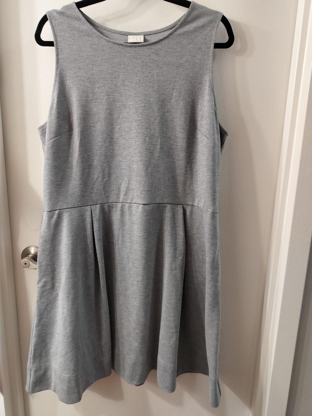 Sleeveless Grey Knit Fit-and-Flare Dress